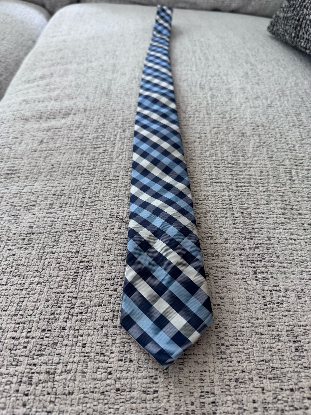 Blue Check Gingham Men's Tie - Classic Blue Pattern